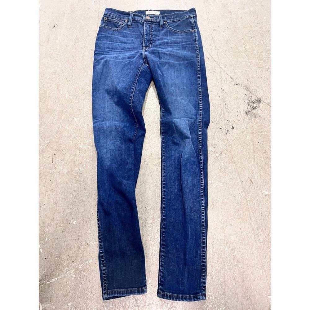 Madewell Skinny Jeans Womens 28T Blue Denim 10" High Rise Whiskering Zip Fly‎